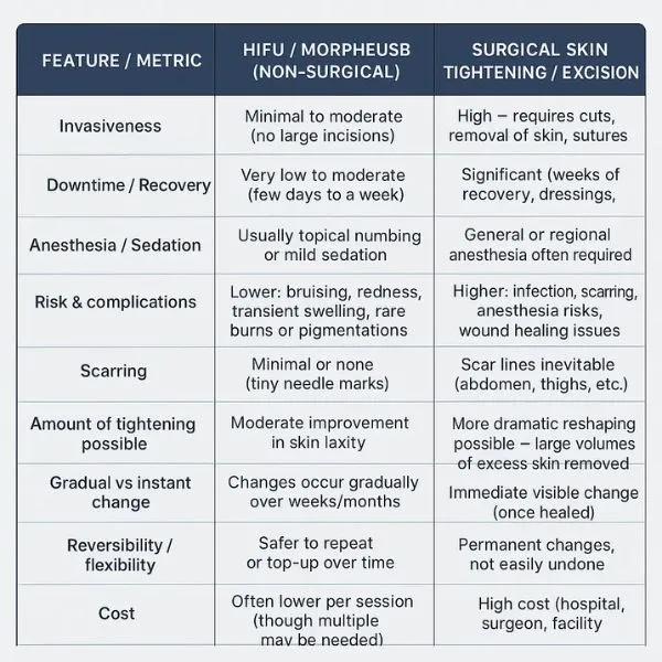 Lost the Weight but Not the Loose Skin? 3 A table showing the benefits of Lipo Sculpt Skegness treatments to combat loose skin.